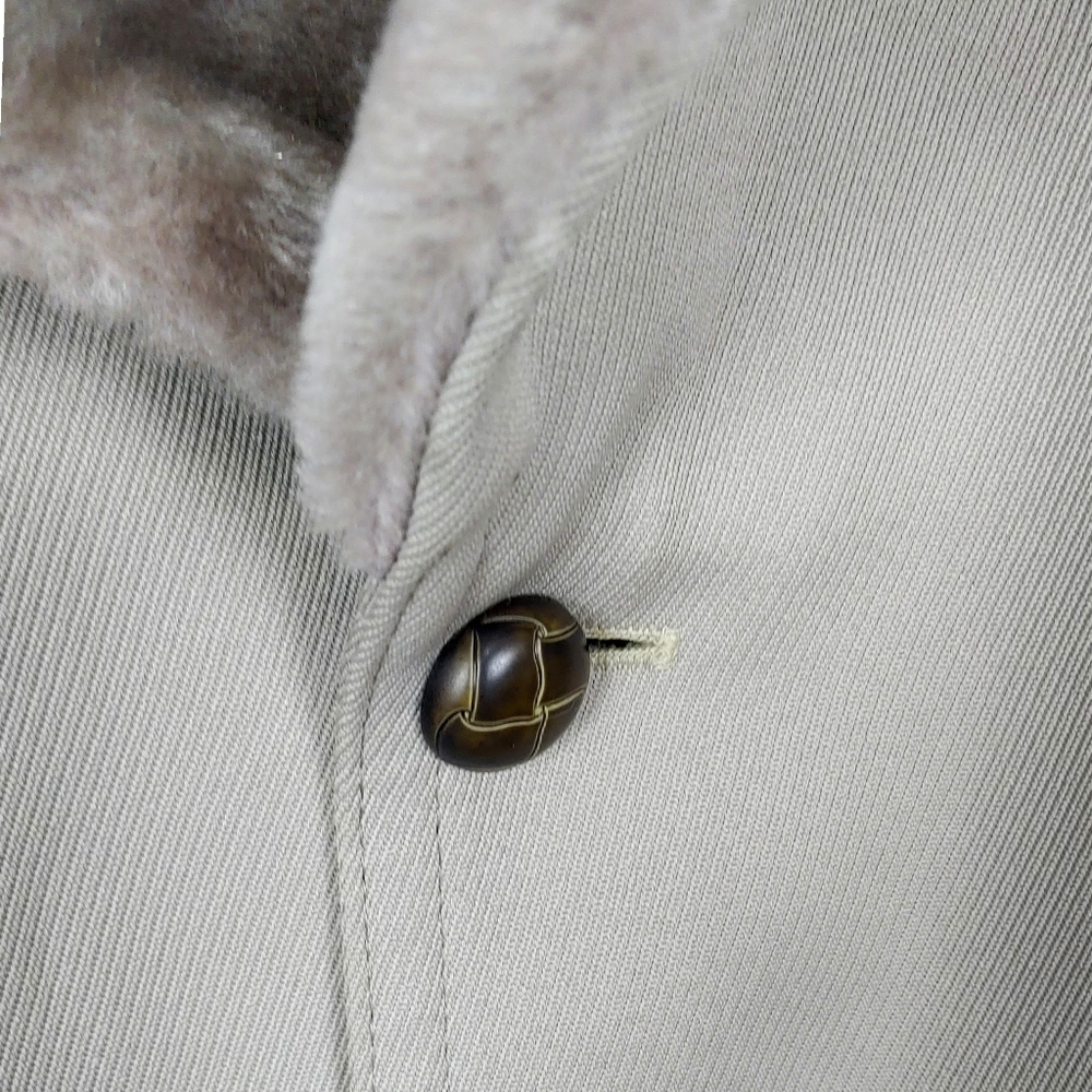 *SOLD*London Fog Prisyine Vtg Mens 42L Faux Fur Collar Beige Over Coat - Picture 8 of 14